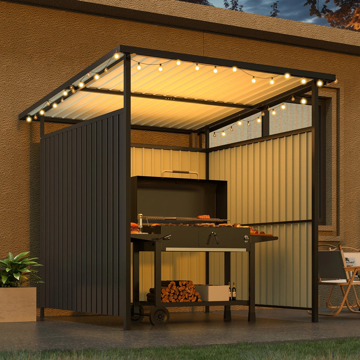 AECOJOY 6' x 6' Hardtop Gazebo Outdoor Pergola For Garden, Patio, Backyard-?Dark Gray