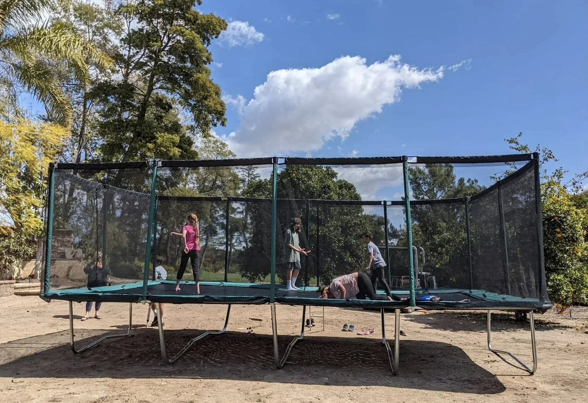 Galactic Xtreme 10x17 FT Outdoor Rectangle Trampoline with Net Enclosure 750Lbs Heavy Weight Jumping Capacity - Outdoor Gymnastics Trampolines for Adults and Kids