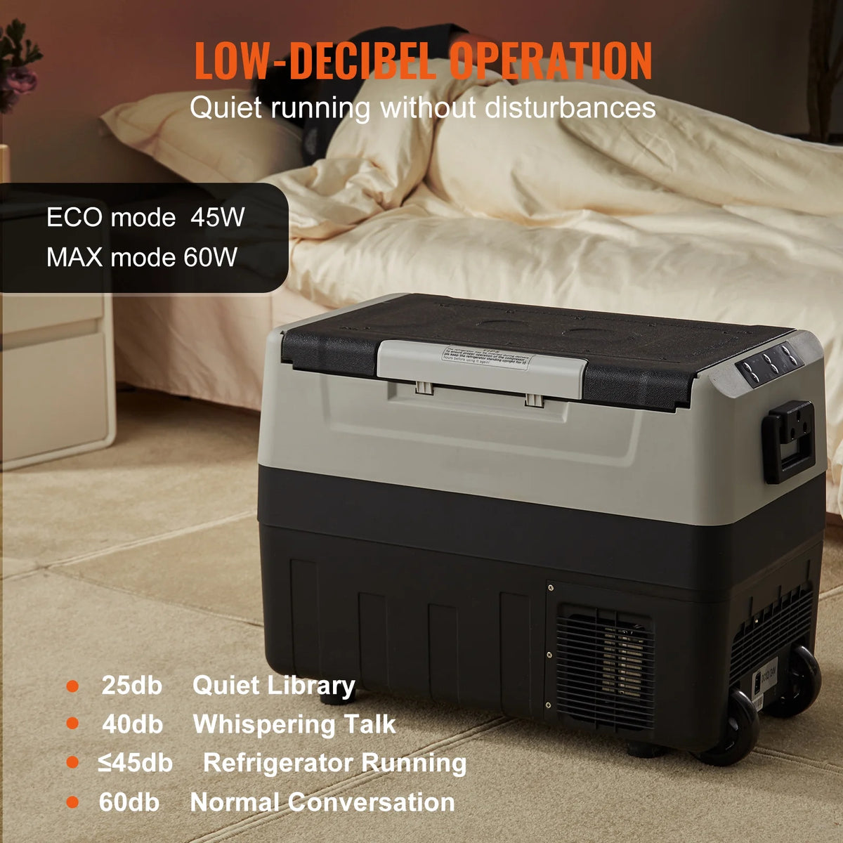 VEVOR 12 Volt Refrigerator, 48QT, Dual Zone Car Fridge Freezer with App Control & Wheels, 12/24V DC & 100-240V AC Electric Compressor Cooler for Car Truck Vehicle RV Boat Outdoor & Home Use