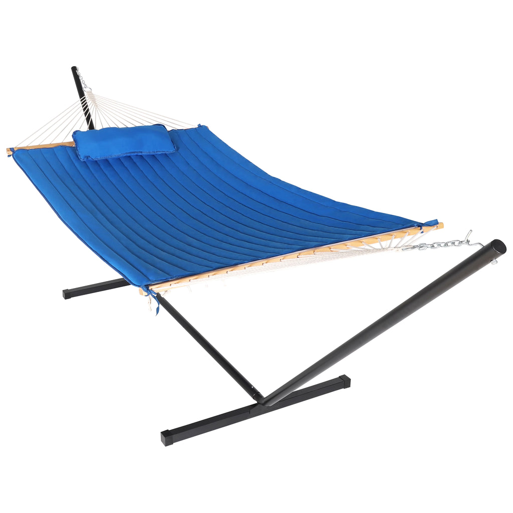VEIKOUS 2-Person Hammock w/Metal Stand, Detachable Pad & Pillow 450lbs Weight Capacity, White