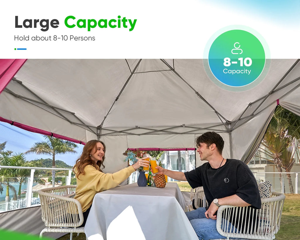 Quictent 8'x8' Pop up Canopy Tent with Sidewalls Instant Outdoor Gazebo Canopy Tent Shelter Enclosed Waterproof, with Wheeled Bag (Pink)