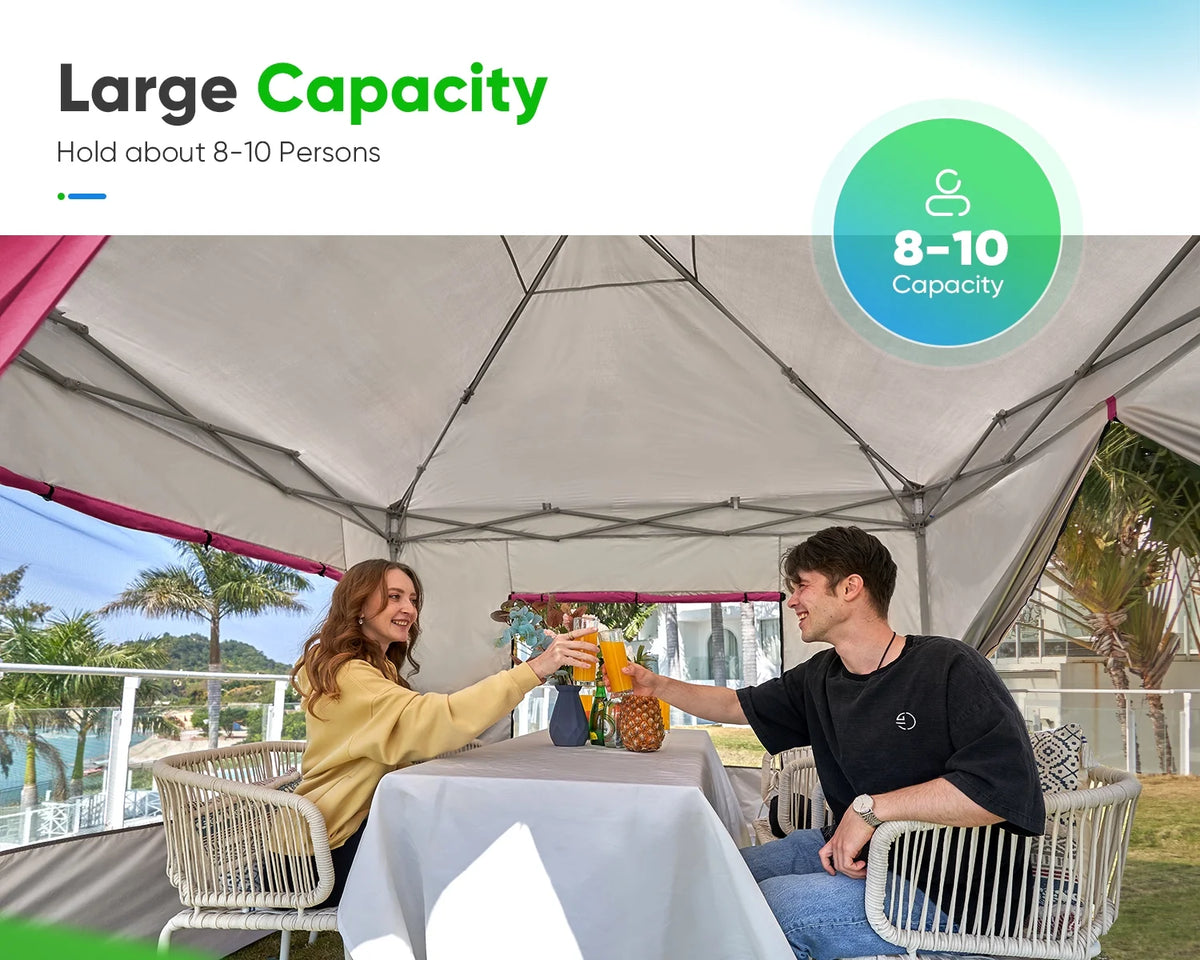Quictent 8'x8' Pop up Canopy Tent with Sidewalls Instant Outdoor Gazebo Canopy Tent Shelter Enclosed Waterproof, with Wheeled Bag (Pink)