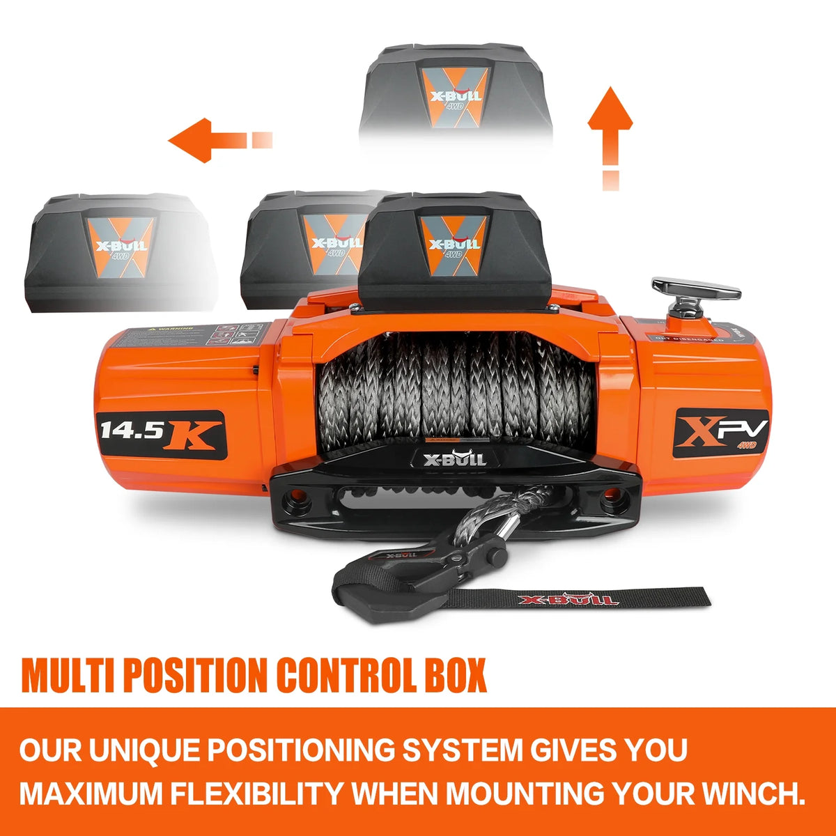 X-BULL Electric Winch XPV 14500LBS 12V Synthetic Rope SUV Jeep Truck Towing 4WD Off-Road 2 in 1 Remote Control Wireless and Wired