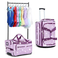 Fegat Dance Bag with Garment Rack,23"Glitter Bright Rolling Dance Duffel Bag Lightweight Competition Bag Costume Suitcase for Dancers Performer Artist, Shine Glitter Purple