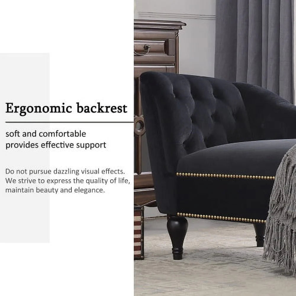 THINK 30,Velvet Chaise Lounge with Rolled Arm, 58” Upholstered Sofa Lounge Chair for Living Room Bedroom