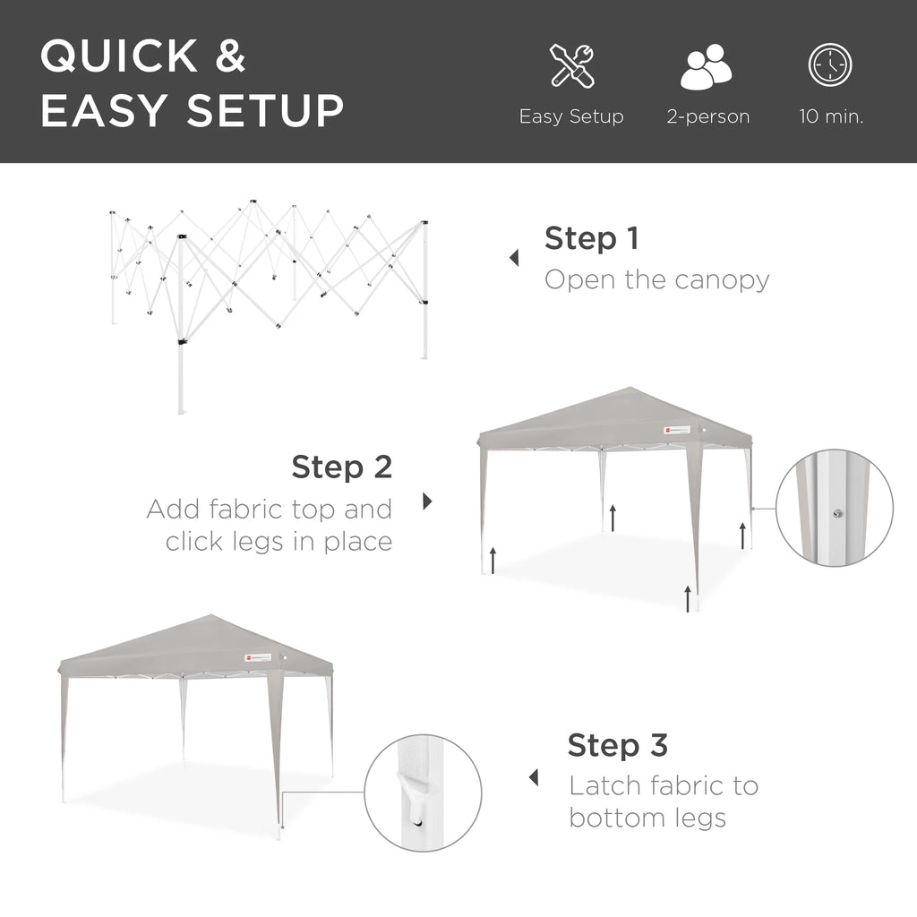 Best Choice Products 10x10ft Pop Up Canopy Outdoor Portable Adjustable Instant Gazebo Tent w/ Carrying Bag - White