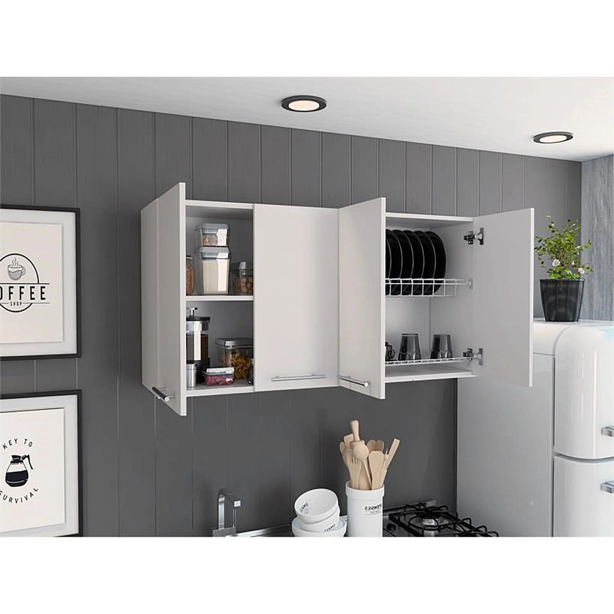 TUHOME 120 Wall Cabinet Engineered Wood Cabinets in  White