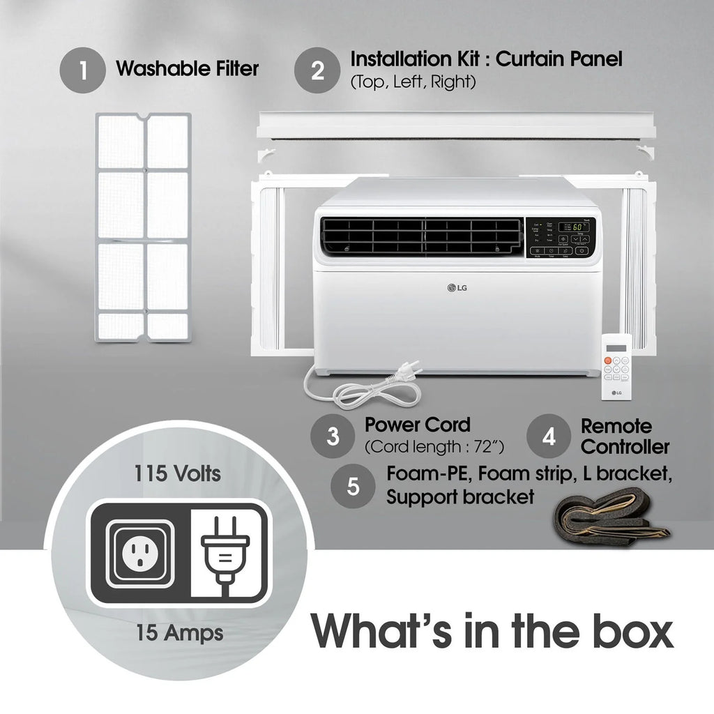 LG 6,000 BTU 250 Sq ft Dual Inverter New Smart Window Air Conditioner, LW6023IVSM
