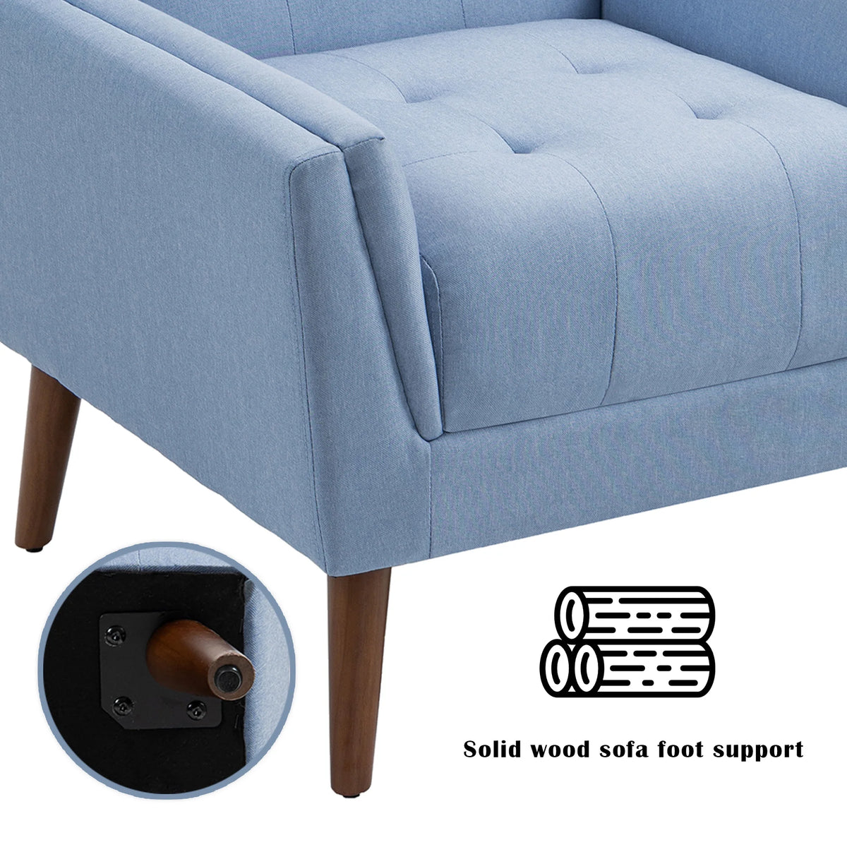 DREAMSIDEA Accent Chair Set of 2 Living Room Chair Linen Upholstered Comfortable Armchair Modern Chairs for Living Room Bedroom Indoor Furniture, Beige