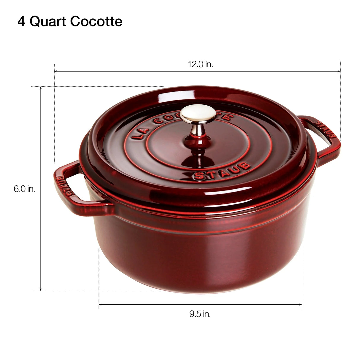 Staub Cast Iron 4-qt Round Cocotte - Matte Black