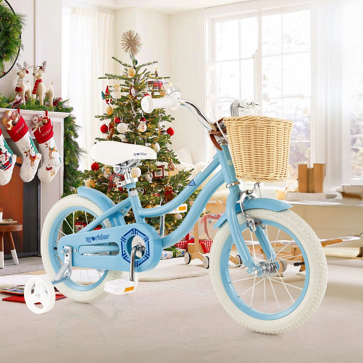 Prorider 16" Kid’s Bike with Training Wheels Adjustable Handlebar Seat Handbrake Pink