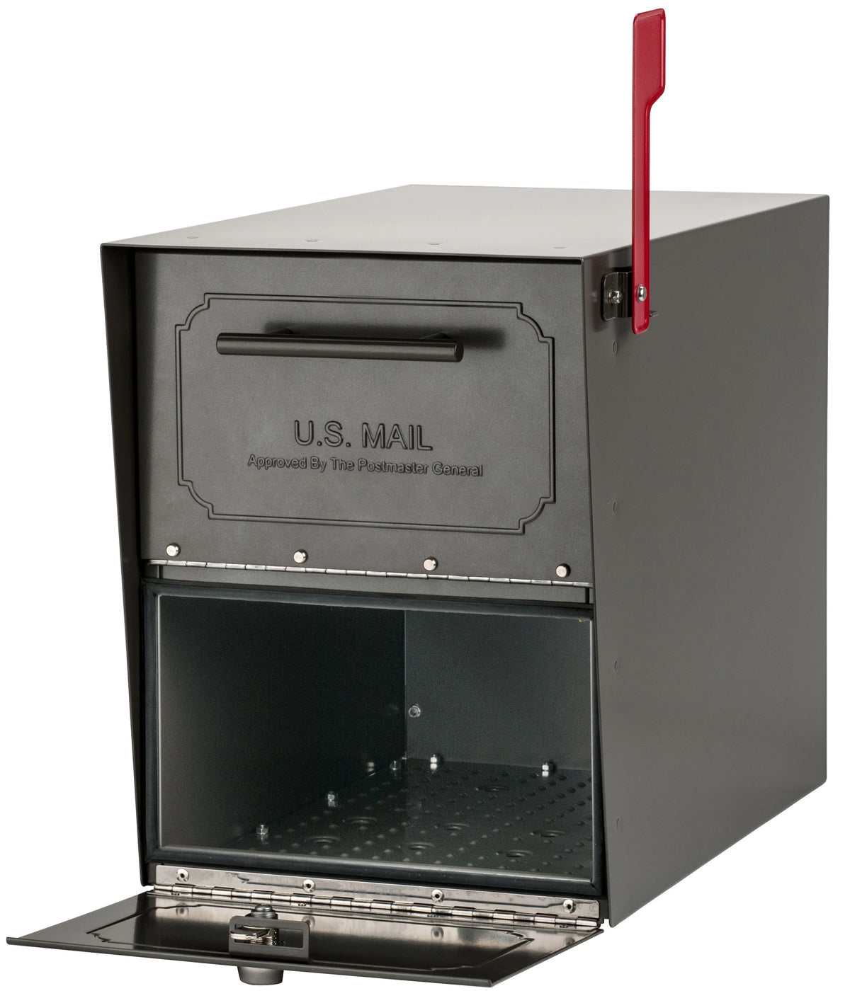 Architectural Mailboxes Oasis Classic Black Post Mount Mailbox, Galvanized Steel, Locking