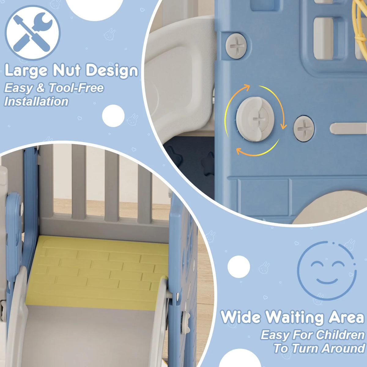 Korimefa 11-in-1 Toddler Slide Set with Golf, Basketball Hoop, Kids Slide for Toddlers Age 1-4, Climber Slip and Slides, Baby Outdoor Toys