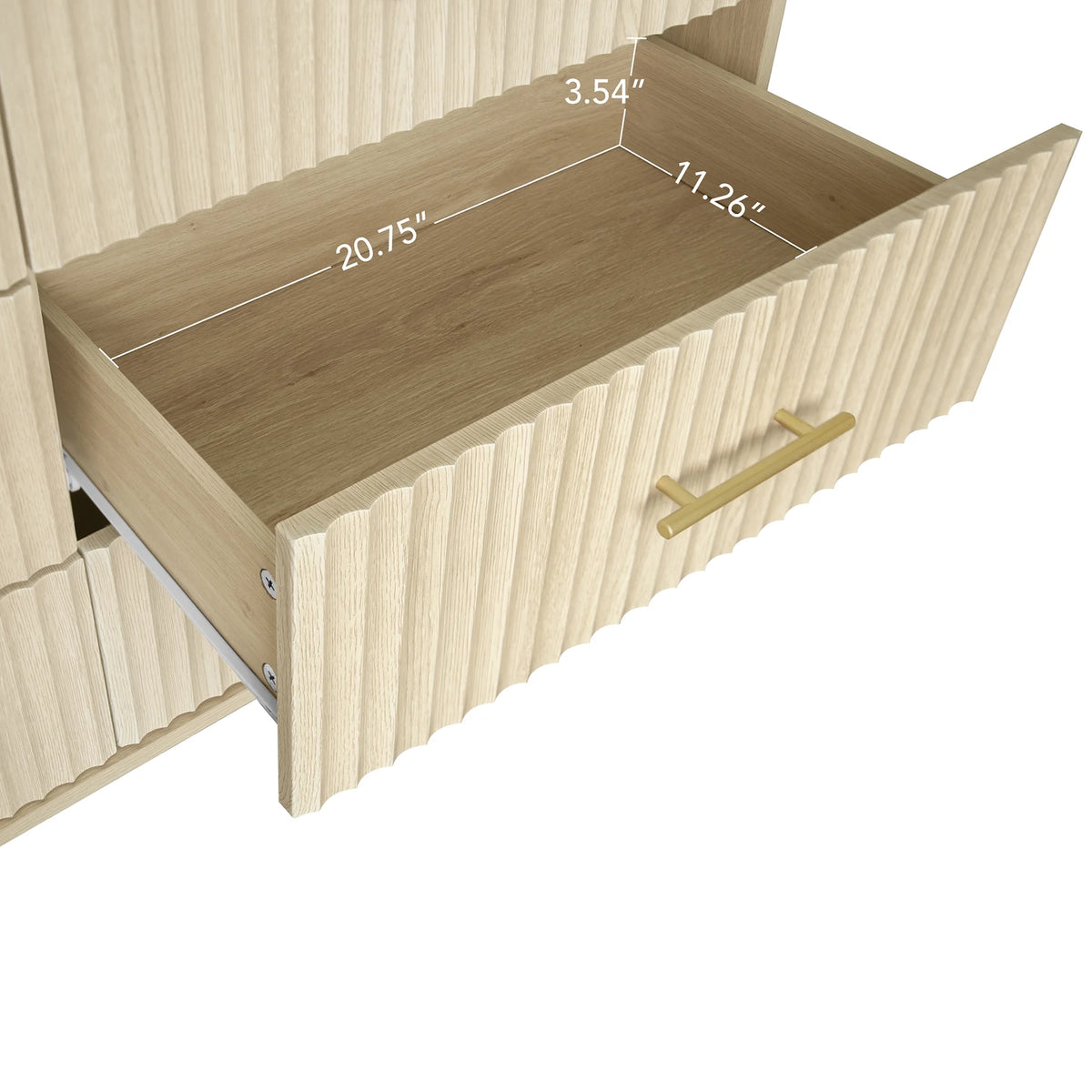 Fluted 6 Drawers Dresser, Wide Modern Chest of Drawers, 6 Drawer Double Dresser