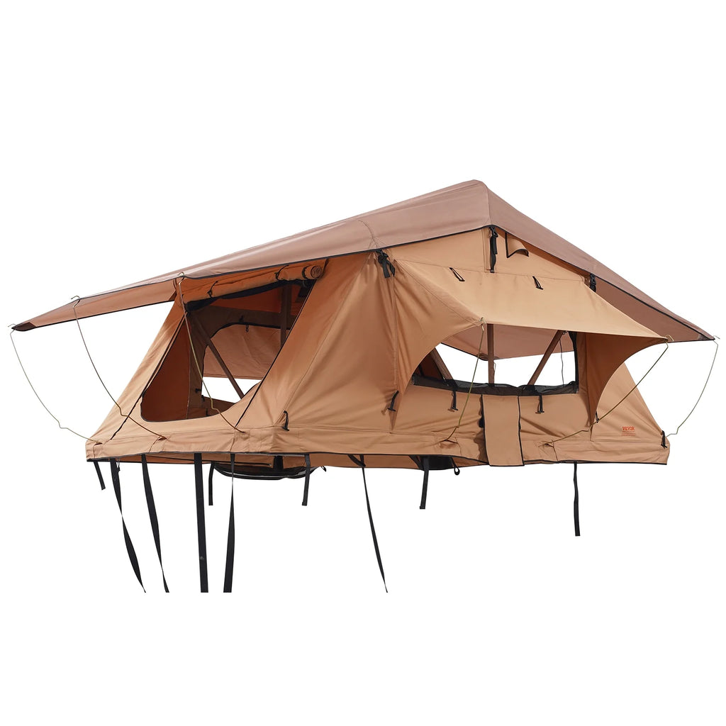 VEVOR Rooftop Tent Hard Shell, Naturnest Rooftop Tent Hardshell for 2-3 Person, Folding Hard Shell Roof Top Tent with Telescopic Ladder Mattress PVC Cover Bag, Waterproof for Jeep SUV Van Truck