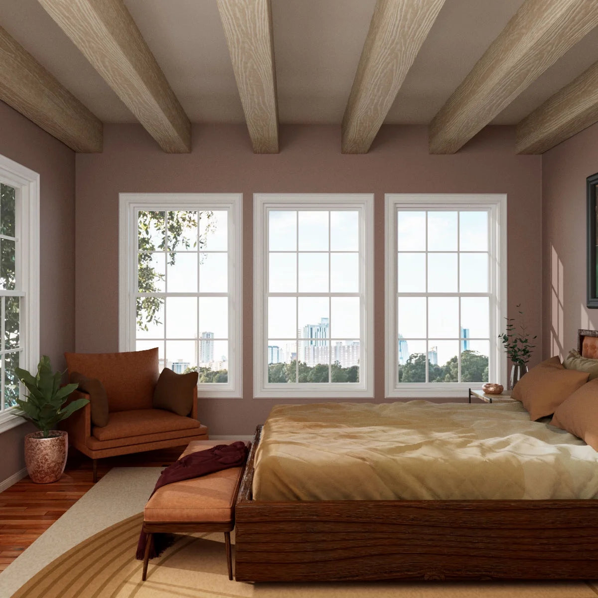 Ekena Millwork 3 1/2"W x 3 1/2"H x 120"L 3-Sided (U-Beam) Mena HeritageTimber Faux Wood Ceiling Beam, Kona Brown
