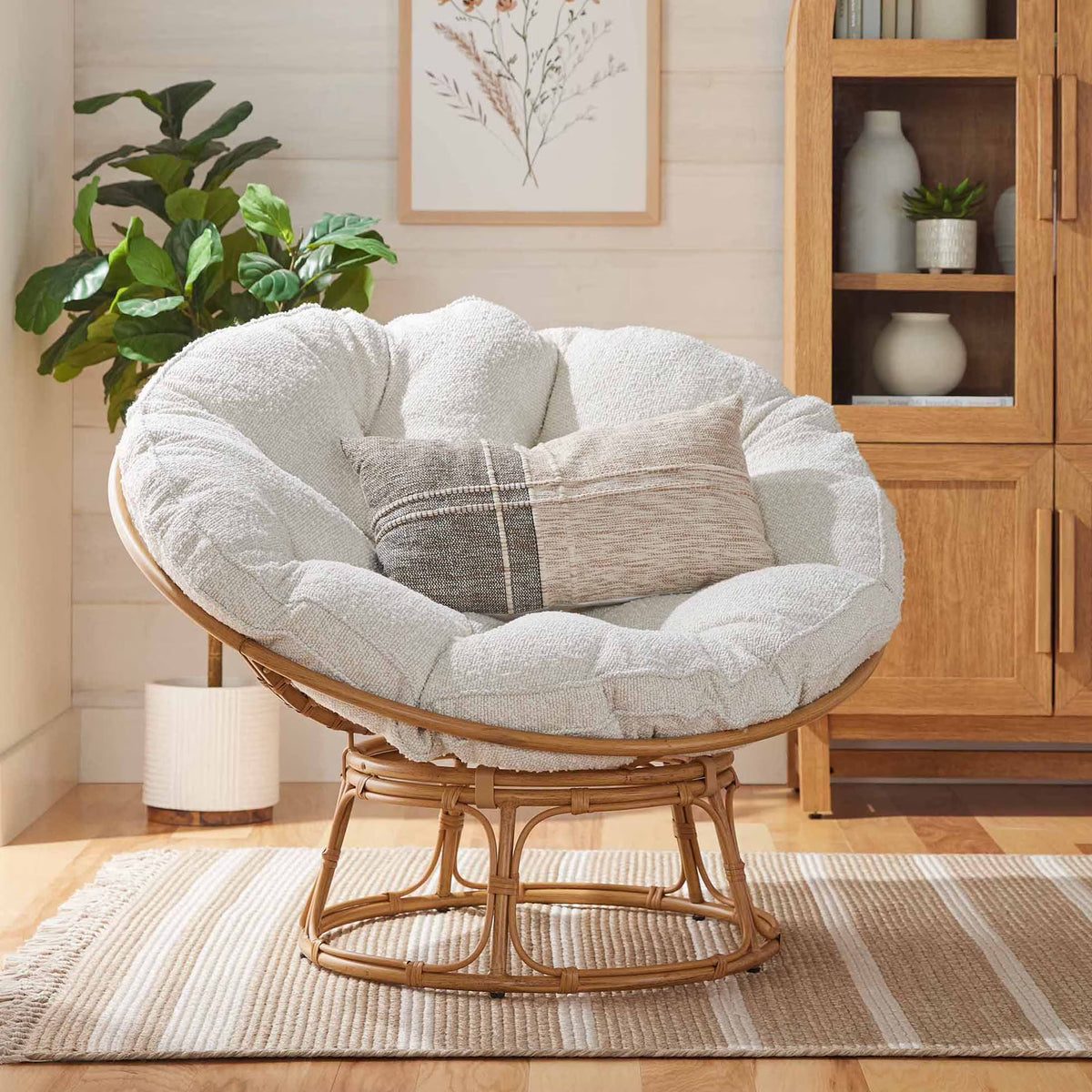 Better Homes & Gardens Papasan Accent Chair, Gray Linen