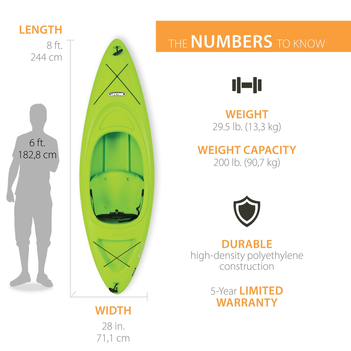 Lifetime Pacer 8 ft Sit-Inside Kayak, Green (91032)