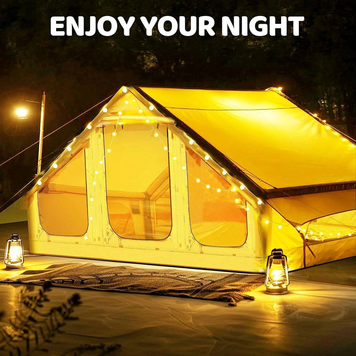 Inflatable Tents for Camping, Blow Up Tent with Canopy, Easy Setup Inflatable Camping Tent with Stove Jack, Waterproof Oxford Air Glamping Tents for Camping Adult 8-10 Person