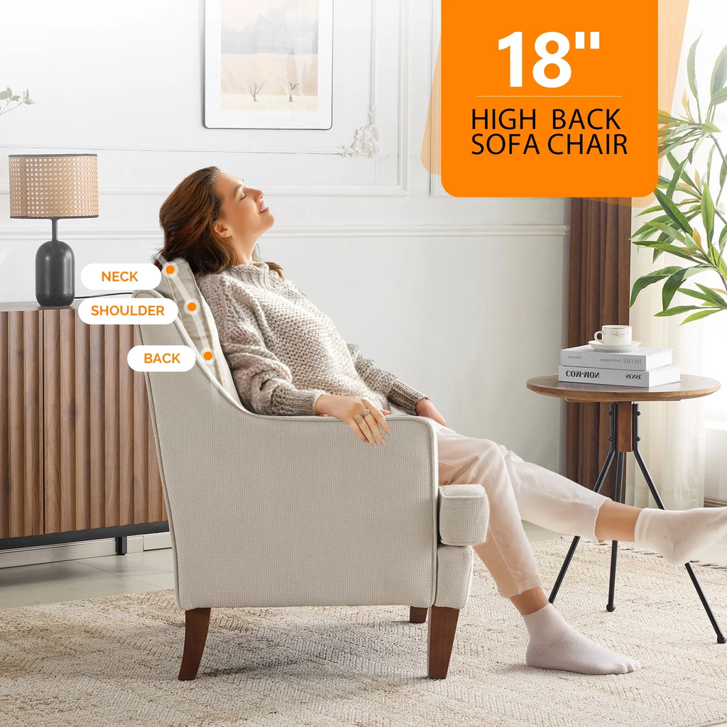 Ktaxon Fabric Accent Chair, Reading Armchair with Removable Cushion, Single Sofa with Extra Seat Depth for Living Room Bedroom Black