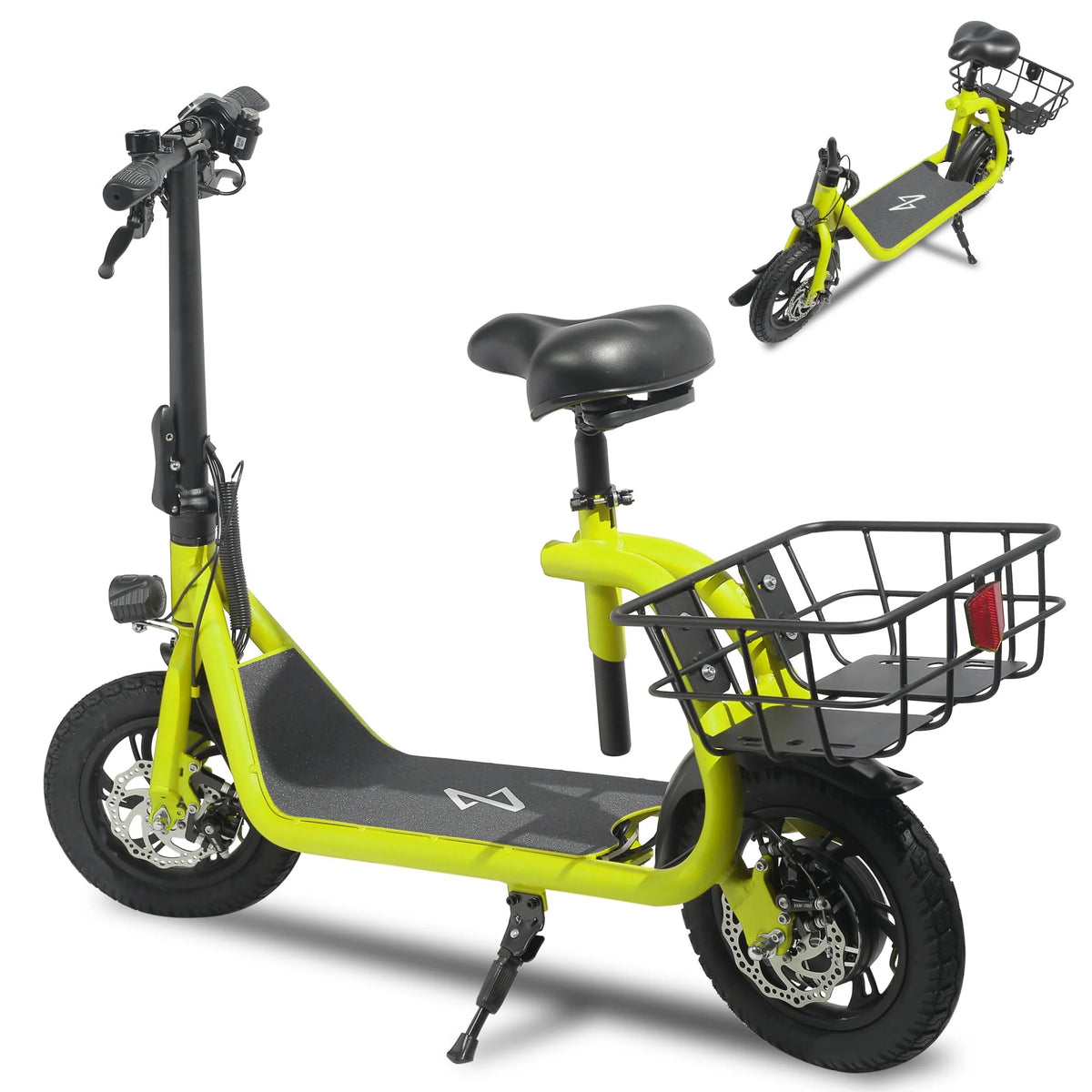 Dazone Electric Scooter Ebike, 450W 36V 12.5 Miles Long-range Battery Foldable Easy Carry Portable Design, Adult Electric Bicycle Scooter Up to 15.5 mph Commuter Scooter, 12 in Tires Off-Road, Yellow