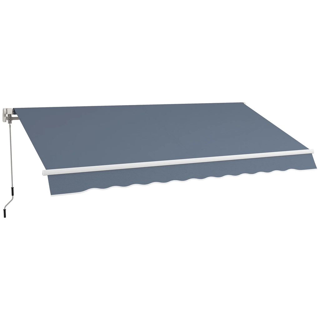 Outsunny 12' x 10' Manual Retractable Awning Outdoor Sunshade Shelter for Patio, Balcony, Yard, with Adjustable & Versatile Design, Beige and White