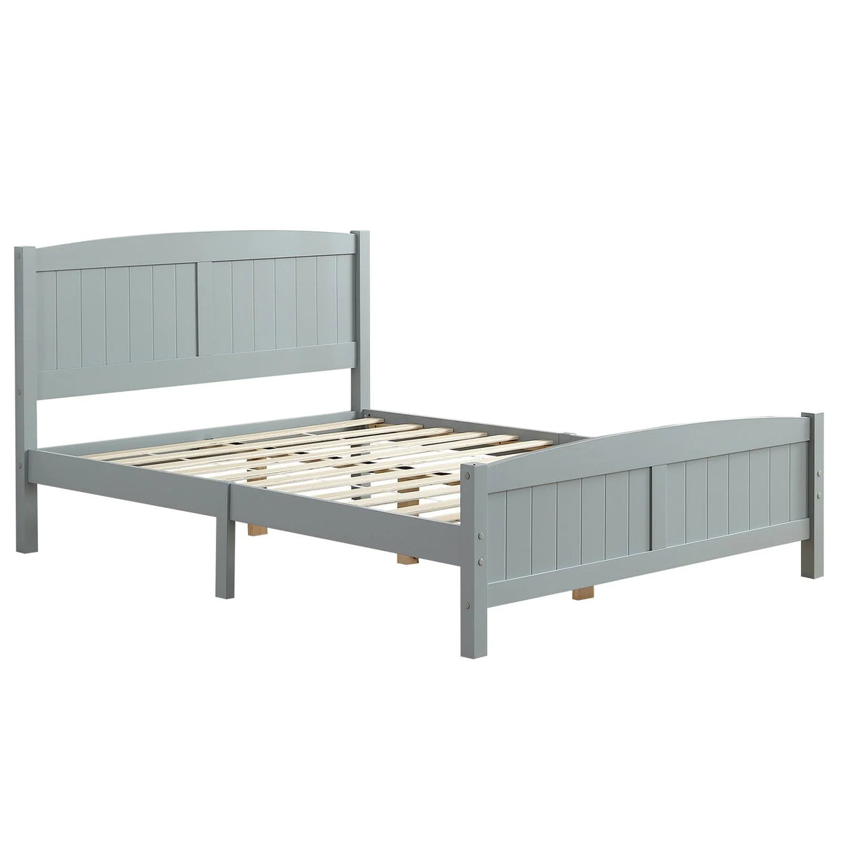 Ktaxon Deluxe Wood Platform Bed with Headboard, Teen Bed Gray,Twin