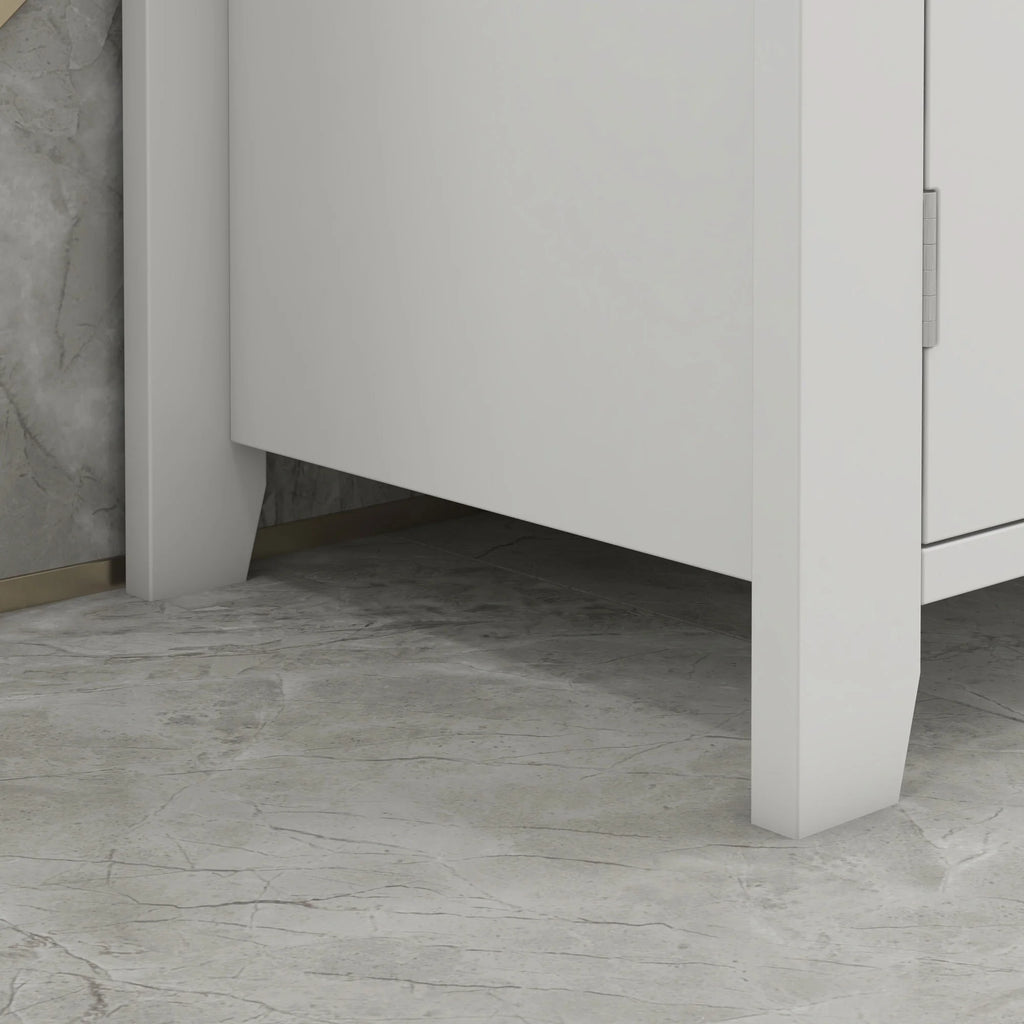 Kleankin Pedestal Sink Storage Cabinet, Under Sink Cabinet, Bathroom Vanity Cabinet with U-Shape and Adjustable Internal Shelf, White