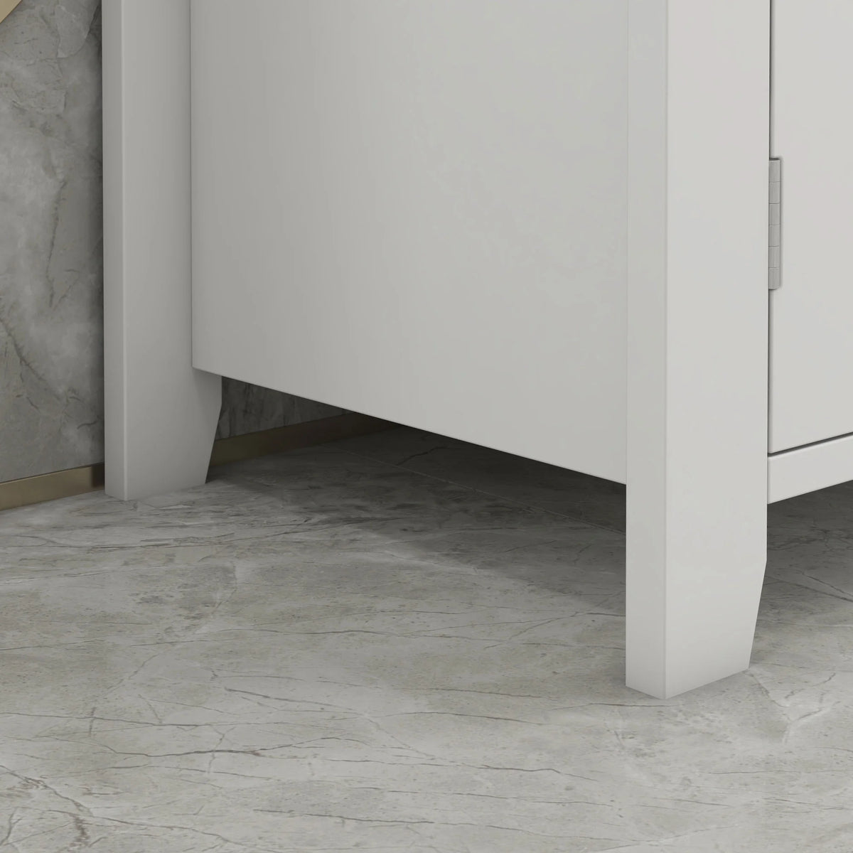 Kleankin Pedestal Sink Storage Cabinet, Under Sink Cabinet, Bathroom Vanity Cabinet with U-Shape and Adjustable Internal Shelf, White