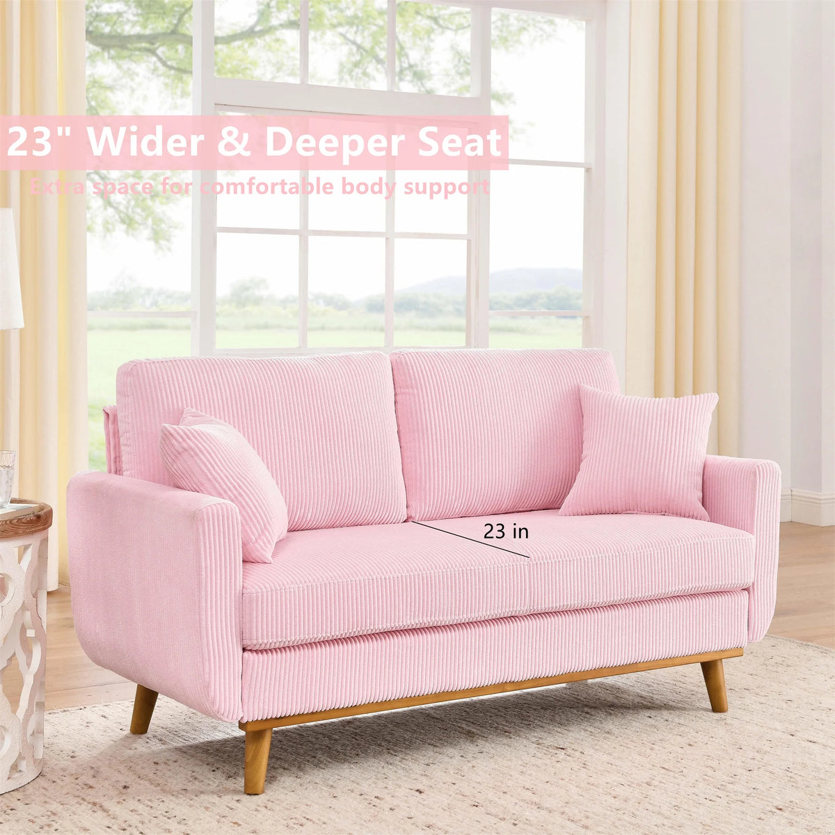 Aukfa 68" Small Sofa Couch Comfy Mid Century Modern Loveseat Sofa for Living Room Bedroom, Cream