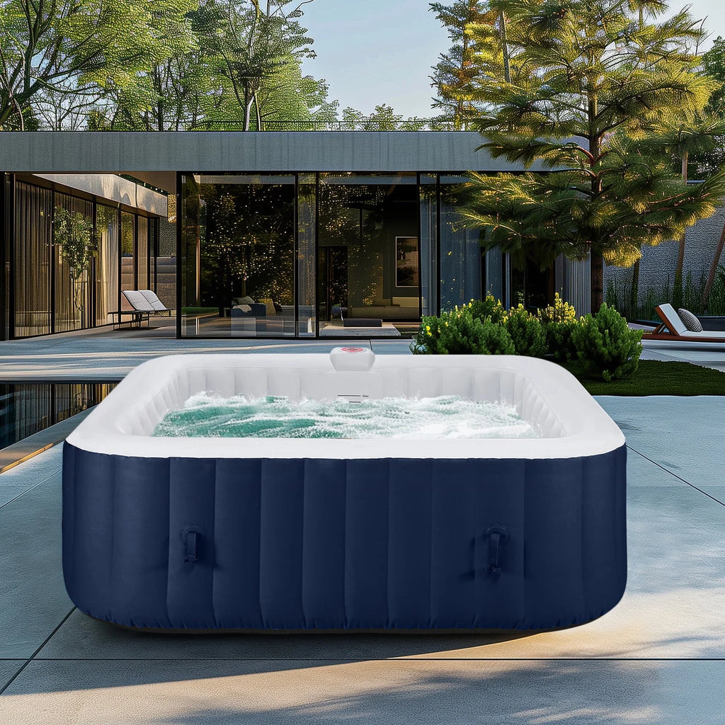Hot Tub for 4-6 Person, Seizeen Outdoor Patio Large Inflatable Hot Tub Home SPA, with 130pcs Massage Jets, 910L, 4 Filters, 2 Cup Holders, Lockable Cover, Storage Bag, Max 104, 73in, Navy