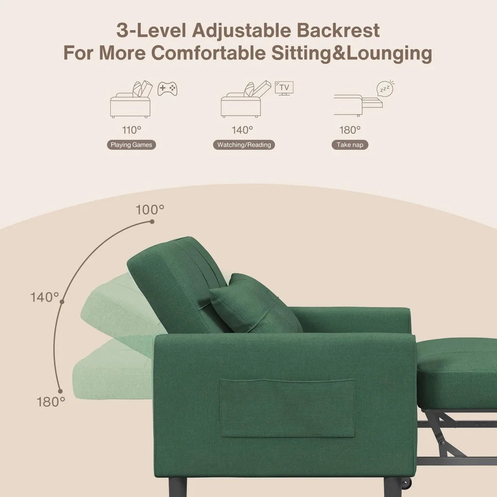 Convertible Sleeper Chair, Aiho 3-in-1 Convertible Sofa Bed Recliner Chair with Pull Out Couch - Dark Gray