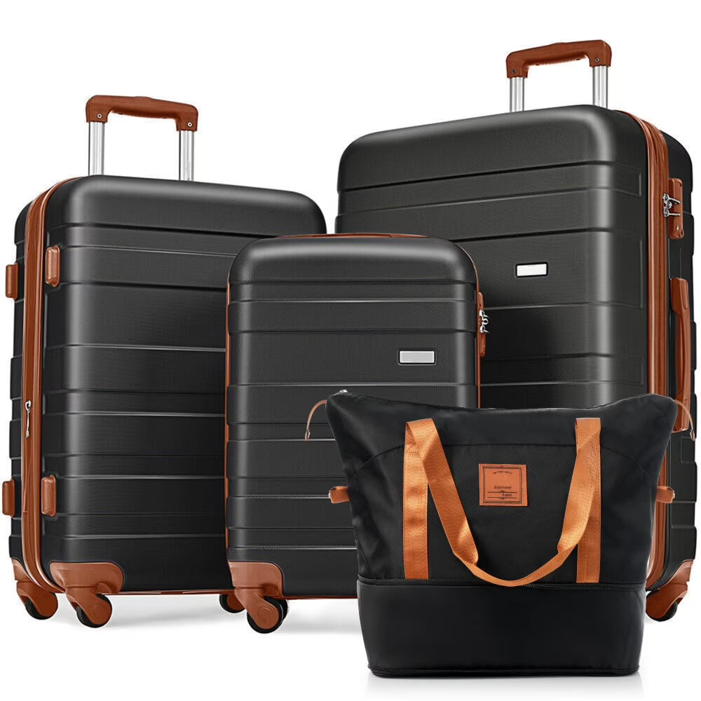 Luggage Sets 4 Piece,  ABS Durable Suitcase with Travel Bag, Carry On Luggage Suitcase Set with 360 Spinner Wheels
