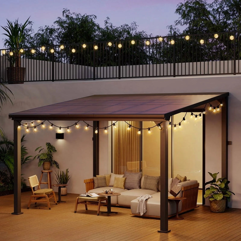 10 ft.10 ft. Hardtop Outdoor Gazebo Pergola Aluminum Framed with Sloping Pitched Roof for Garden, Patio