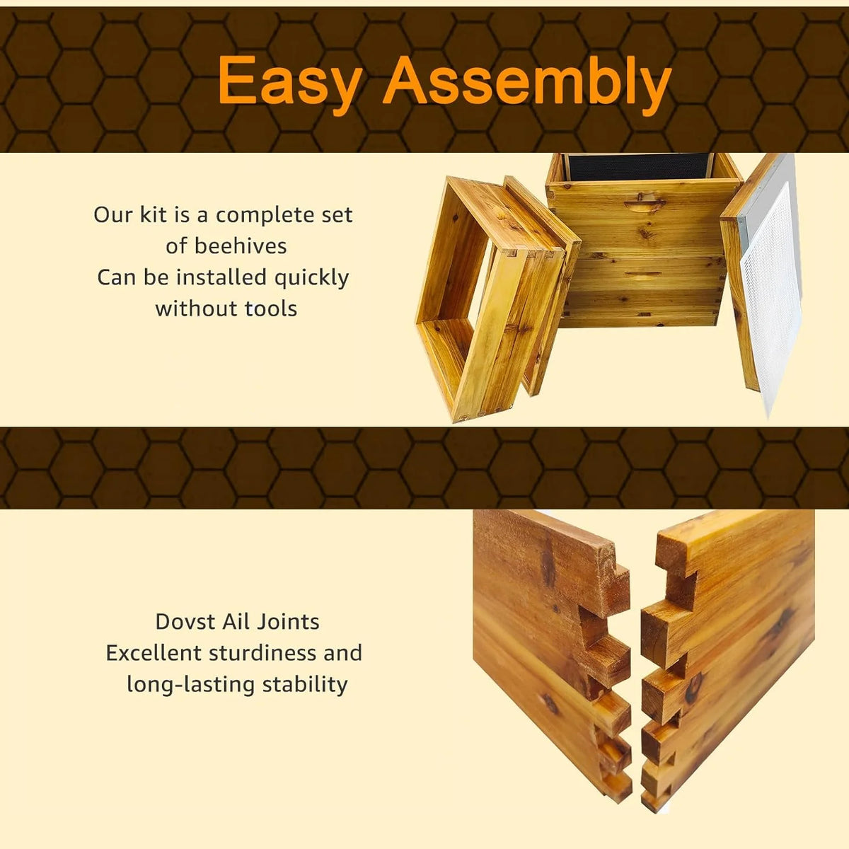 PRIJESSE 5-Layer Bee Hive for Beekeeping - 2 Deep & 3 Medium Boxes with Beeswax Coating, Ventilated Metal Roof (Frames Sold Separately)