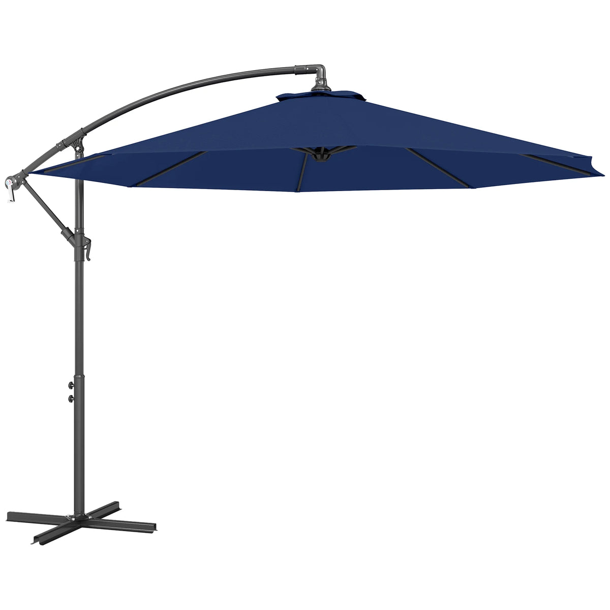 Outsunny 10' Cantilever Hanging Tilt Offset Patio Umbrella with UV & Water Fighting Material and Cross Base (Weight Not Included), Gray