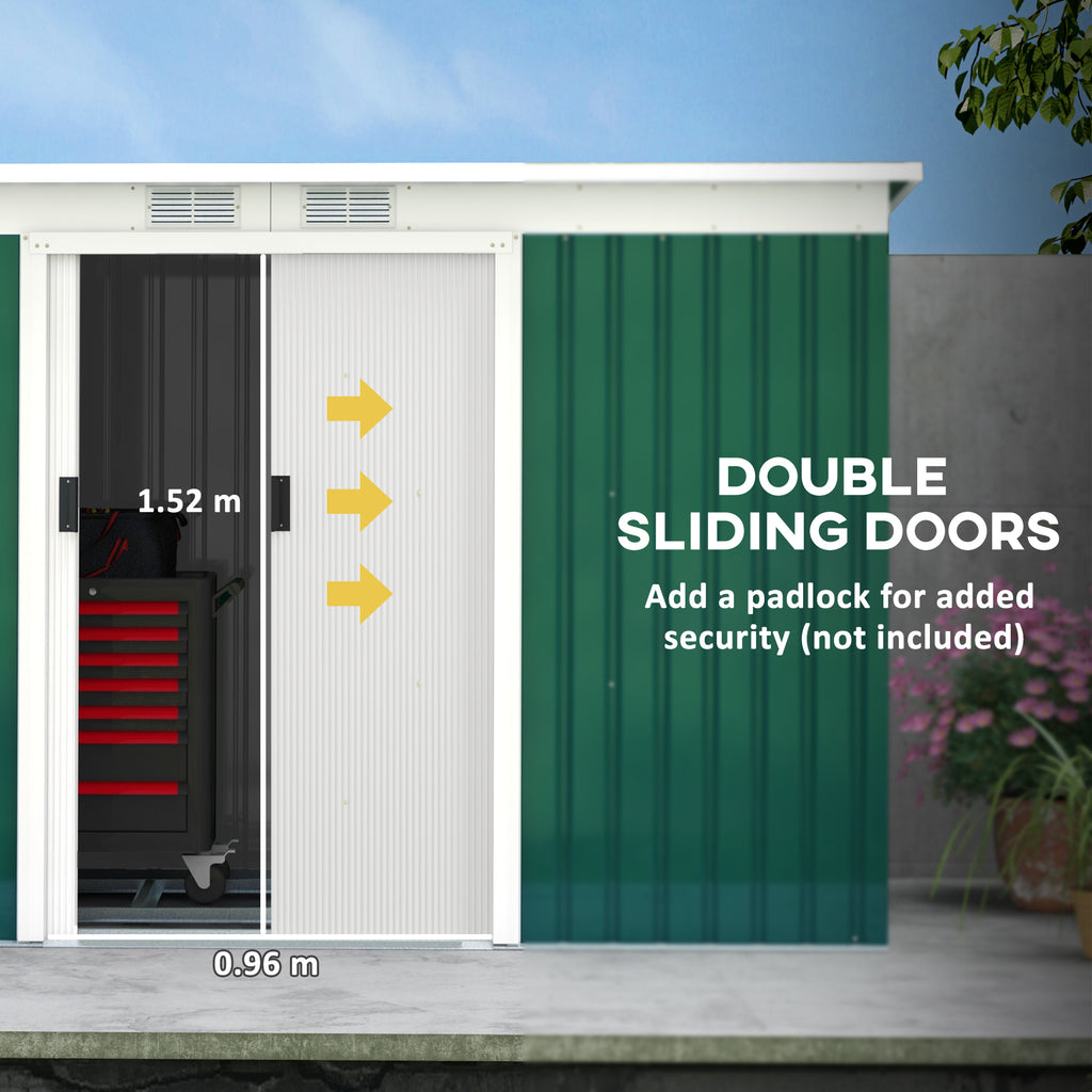 Outsunny Metal Outdoor Storage Shed with Lockable Doors, 3.3' x 3.4', Brown