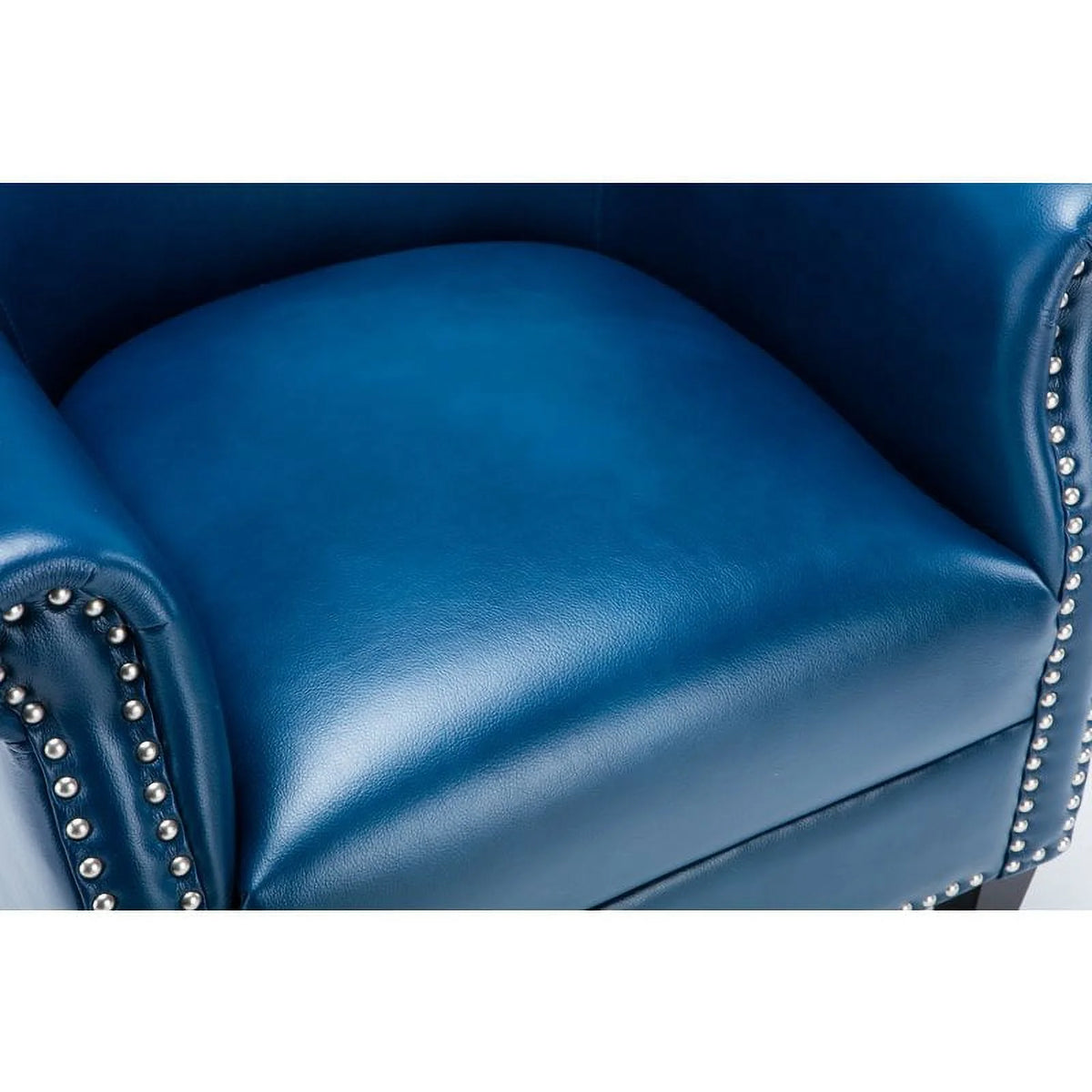 Comfort Pointe Holly Navy Blue Faux Leather Club Chair with Nail Head Trim