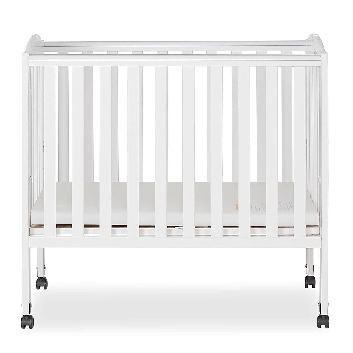 Dream On Me 2-in-1 Folding Portable Mini Crib in White. Mattress Pad Included. Easy to Fold and Store Baby Crib. Two Adjustable Mattress Height positions Convertible Crib