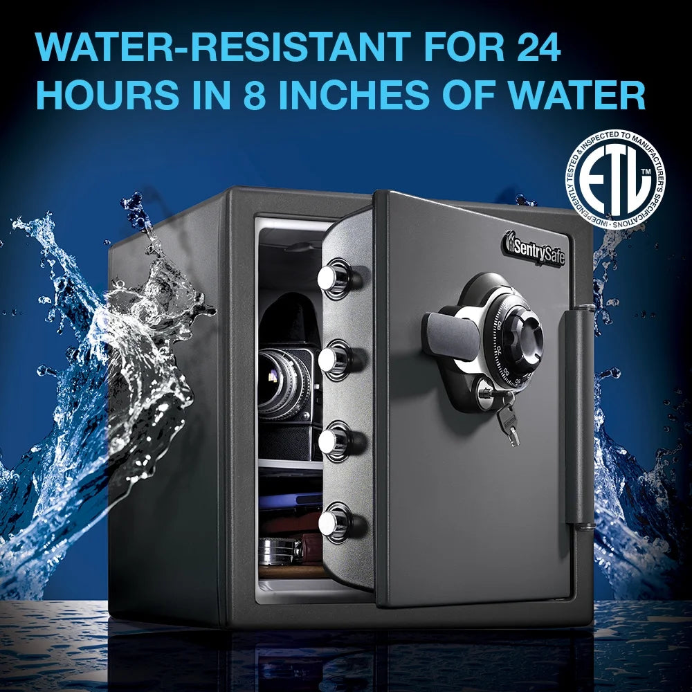 SentrySafe SFW123DSB Fire-Resistant Safe and Water-Resistant Safe with Dial Combination, 1.23 Cu. ft