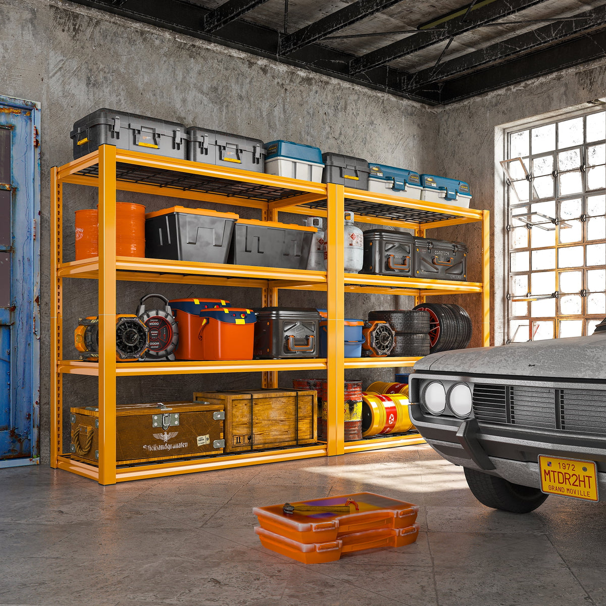 REIBII 2200LBS Garage Shelving Units Heavy Duty  Adjustable Metal Shelving 4 Tier Storage Shelves,39.4" W x 19.7" D x 59.9H