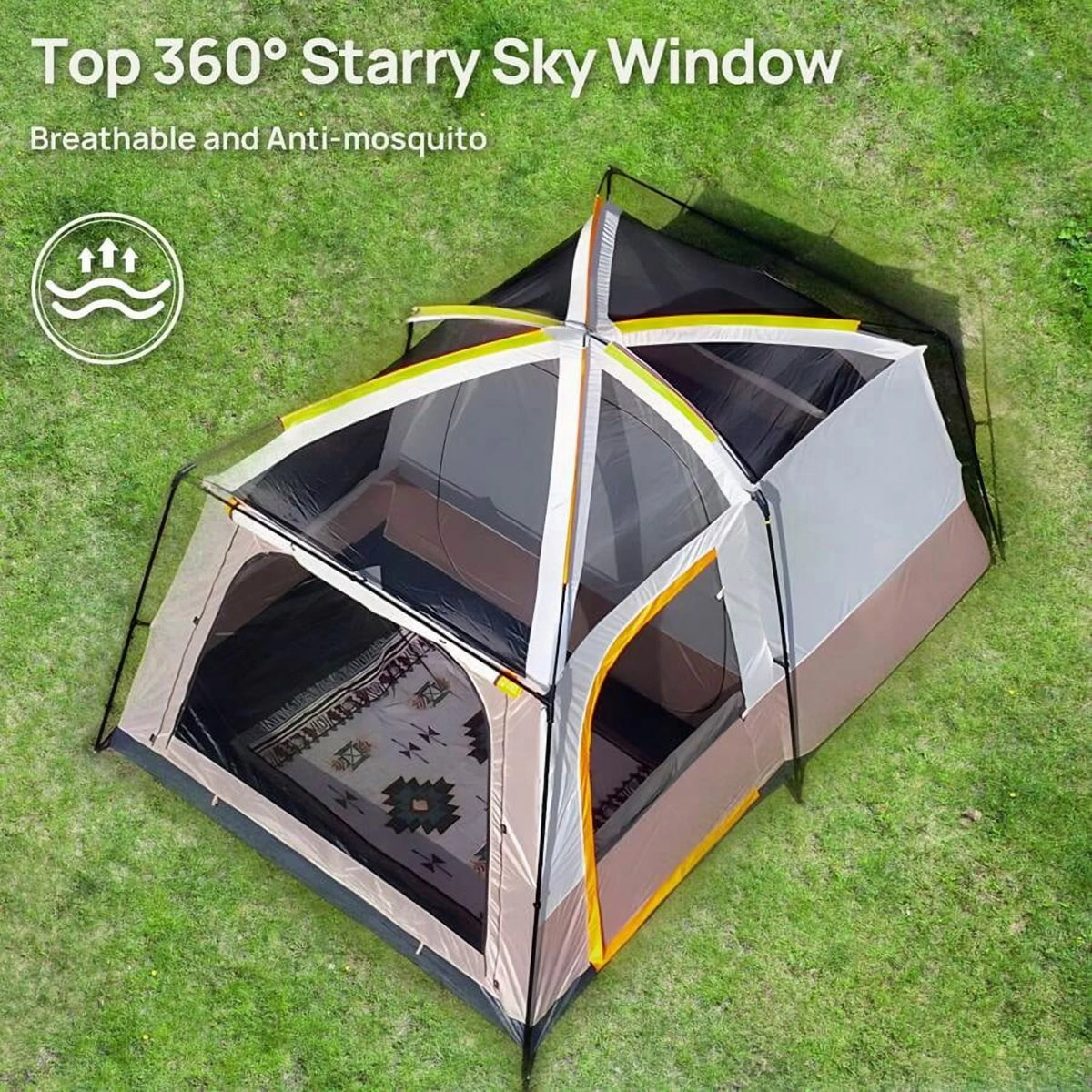 Senmeo 4-6 Person Camping Tent, Waterproof Easy Setup Tents For Camping With Sun Protection & Mosquito Net, Tent Lightweight And Spacious For Outdoor Camping, Hiking & Beach Trips