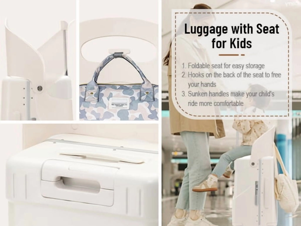 22 Inch TSA Lock Luggage with for Kids& Adult,Check in Lockable Spinner Wheels Free Luggage Cover and Safety Seatbelt Travel Suitcase