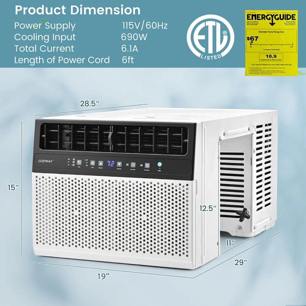 Canddidliike 12000 BTU Window Air Conditioner with Handy Remote-12000 BTU, Ultra Quiet with Open Window Flexibility
