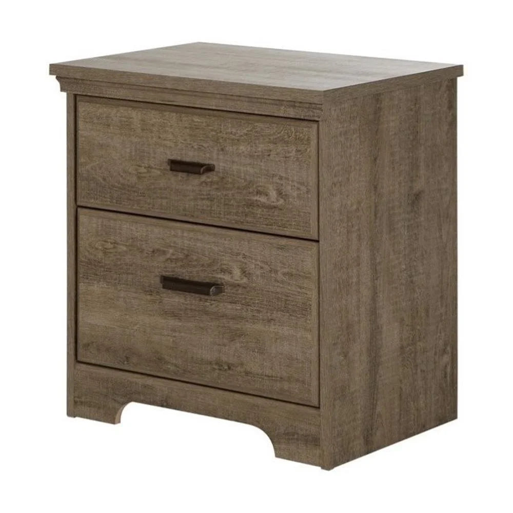 Pemberly Row 4Pcs Dresser & Double Dresser & 2 Nightstands Set in Weathered Oak