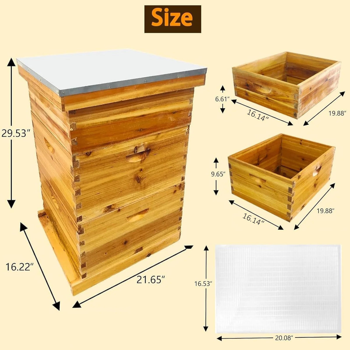PRIJESSE 5-Layer Bee Hive for Beekeeping - 2 Deep & 3 Medium Boxes with Beeswax Coating, Ventilated Metal Roof (Frames Sold Separately)