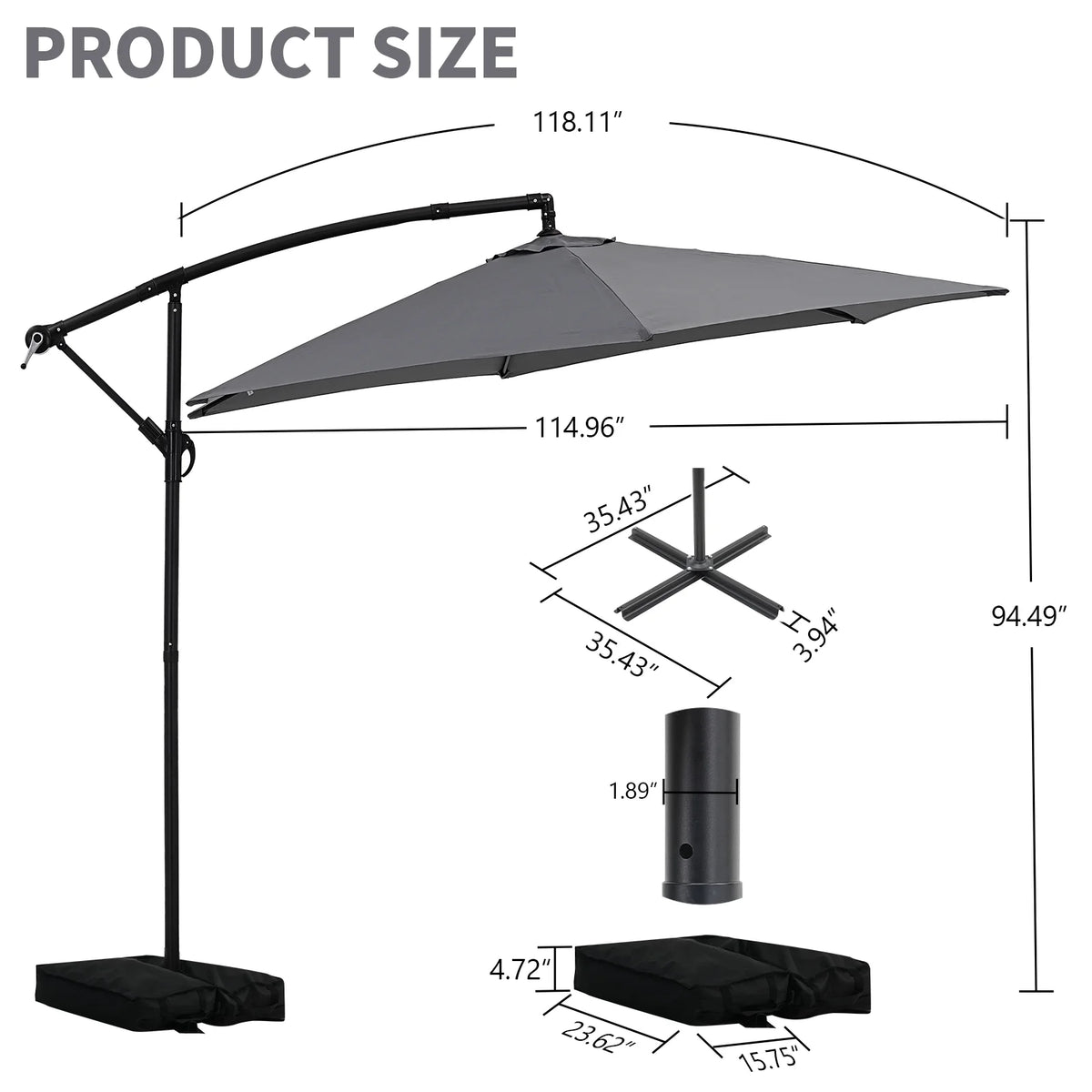 Autlaycil 10 ft Cantilever Offset Outdoor Patio Umbrella with Base Stand Rotate and Tilt, Blue