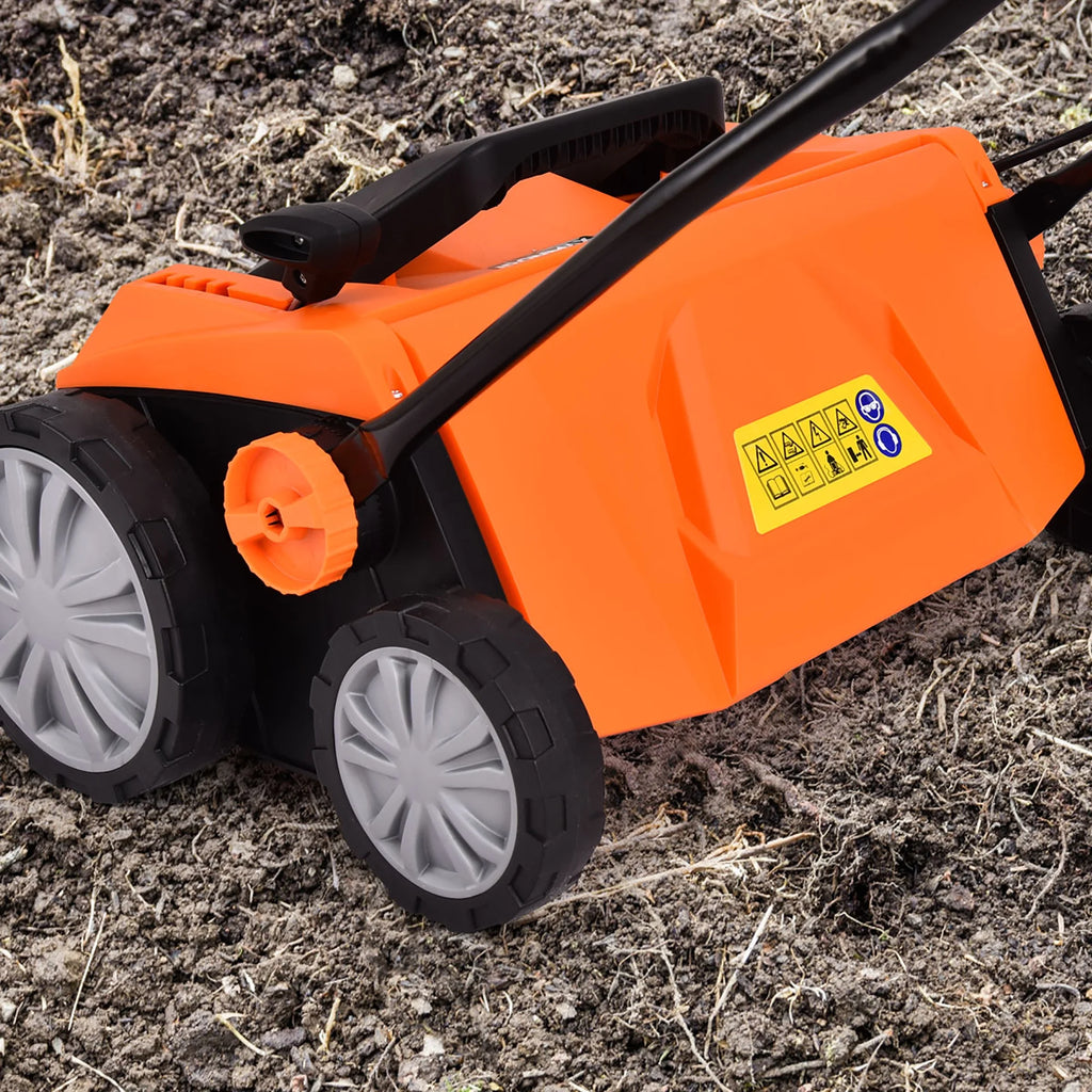 IronMax 13Amp Corded Scarifier 15" Electric Lawn Dethatcher w/50L Collection Bag Orange