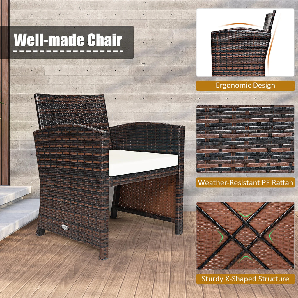 Costway 3PCS Patio Rattan Wicker Furniture Cushion Sofa Coffee Table Gray