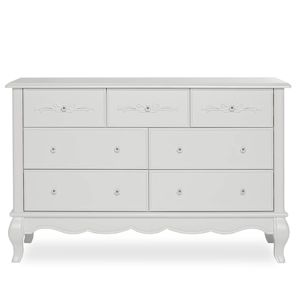 Evolur Aurora 7-Drawer Double Dresser in Ivory Lace, Spacious Drawers